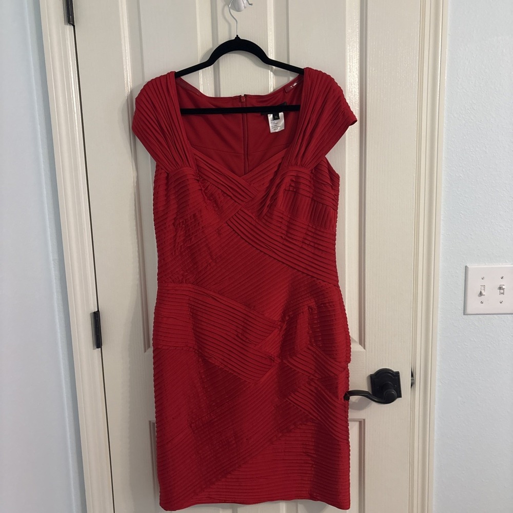 Tadashi Shoji Red Illusion Bandage Dress Women's Size XL. Poly/Spandex